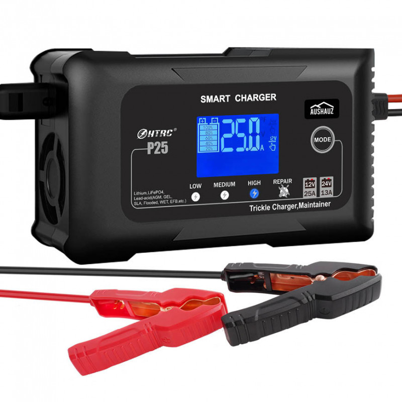 Încărcător inteligent 25A pentru baterii LiFePO4, Gel, AGM, Litiu și Plumb până la 1000Ag 12V/24V AusHauz Încărcător inteligent 25A pentru baterii LiFePO4, Gel, AGM, Litiu și Plumb până la 1000Ag 12V/24V AusHauz